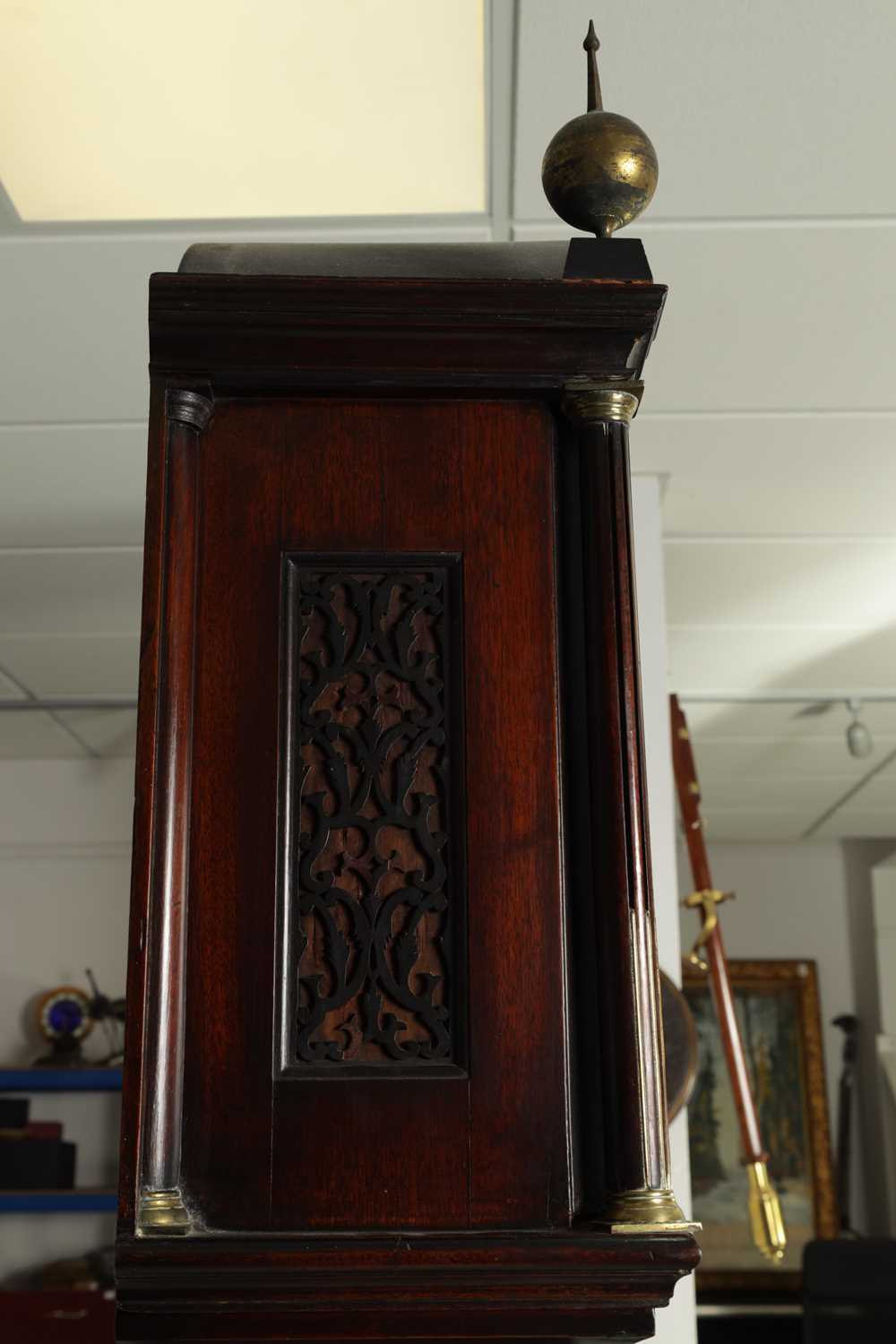 WILLIAM SKEGG, LONDON. A GEORGE III FIGURED MAHOGANY LONGCASE CLOCK - Image 9 of 21