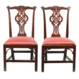 A PAIR OF GEORGE III CHIPPENDALE STYLE MAHOGANY SIDE CHAIRS