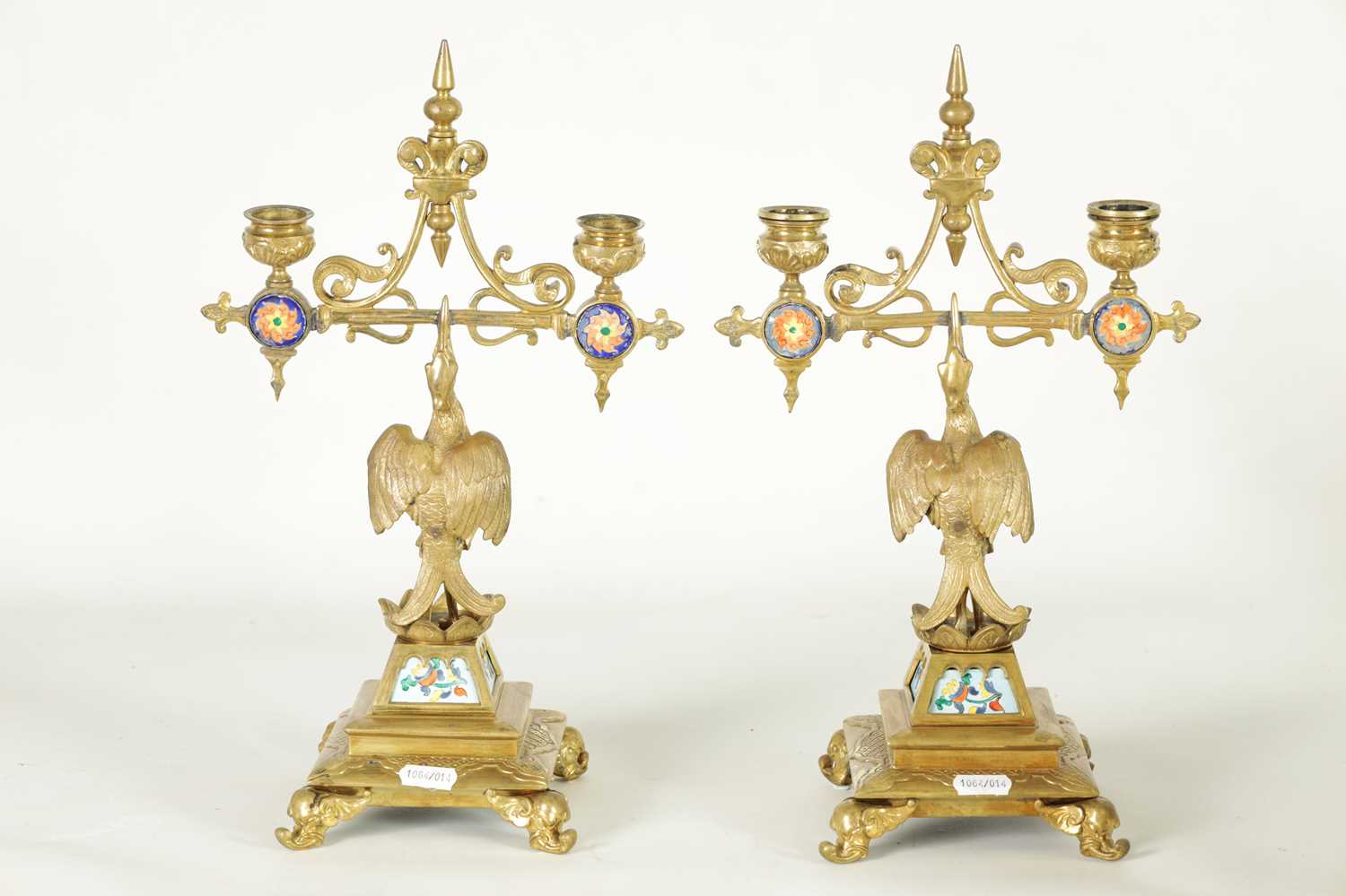 A PAIR OF LATE 19TH CENTURY BRASS AESTHETIC PERIOD DOUBLE BRANCH CANDELABRA - Image 9 of 10