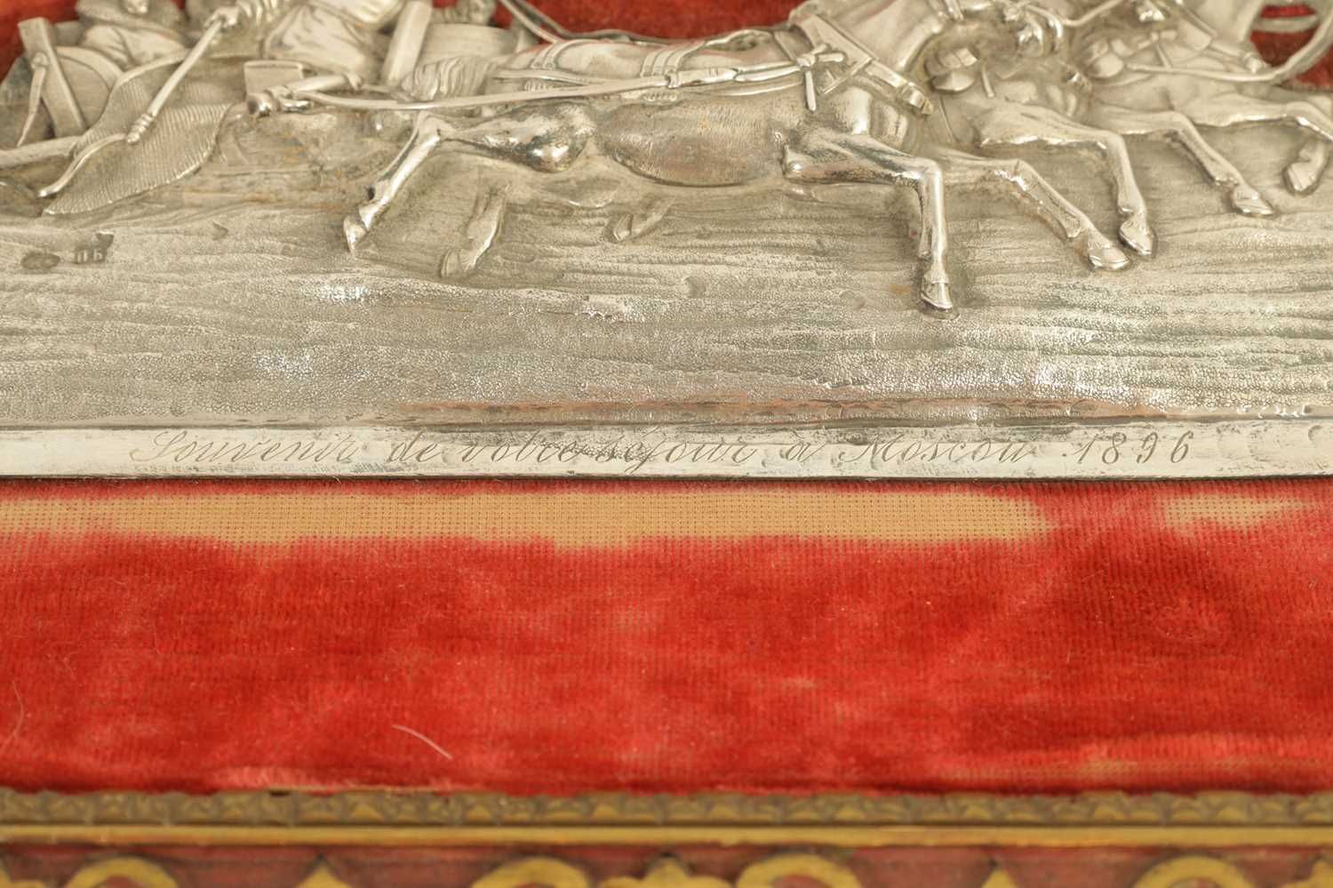 A LATE 19TH CENTURY RUSSIAN SILVER PLAQUE DEPICTING COSSACKS ON A SLAY PULLED BY HORSES - Image 10 of 14