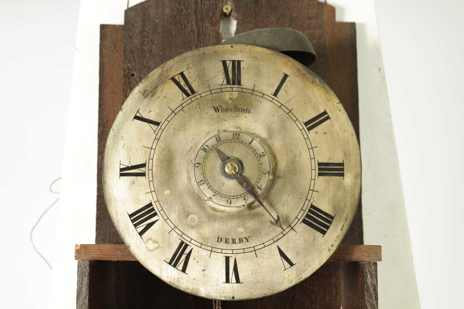 WHITEHURST, DERBY. A LATE GEORGE III HOODED WALL CLOCK - Image 6 of 10