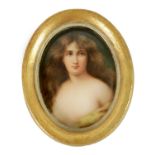 A LATE 19TH CENTURY VIENNA TYPE OVAL MINIATURE CONVEX PORCELAIN PANEL