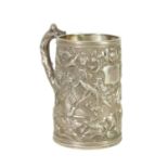 A 19TH CENTURY CHINESE CANTON SILVER MUG