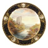 A LATE 19TH CENTURY COUNTRY LANDSCAPE CABINET PLATE PAINTED BY E TROWELL