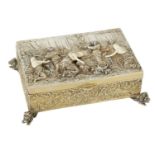 A FINE 19TH CENTURY EASTERN EUROPEAN .800 HALLMARKED SILVER AND IVORY MOUNTED TABLE CASKET