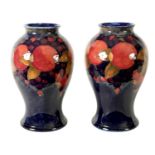 A VERY LARGE PAIR 1930's/40's WILLIAM MOORCROFT INVERTED BALUSTER VASES