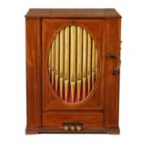 AN EARLY 19TH CENTURY MAHOGANY AND INLAID TABLE CHAMBER BARREL ORGAN