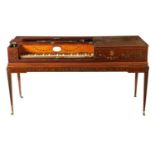 LONGMAN & BRODERIP, LONDON. A FINE GEORGE III PAINTED MAHOGANY SHERATON DESIGN SQUARE PIANOFORTE