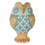 A DOULTON LAMBETH SILICAN WARE OWL TOBACCO JAR AND COVER CIRCA 1880