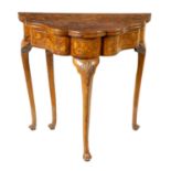 AN 18TH CENTURY WALNUT AND FLORAL MARQUETRY DUTCH ENVELOPE CARD TABLE