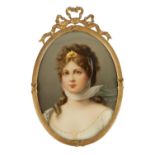 A LATE 19TH CENTURY KPM GERMAN OVAL CONVEX PORTRAIT HANGING PLAQUE SIGNED WAGNER