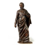 A 17TH CENTURY CARVED OAK FIGURE OF CHRIST