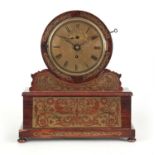 GANTHONY, LONDON A LATE REGENCY BRASS INLAID ROSEWOOD LIBRARY/MANTEL CLOCK
