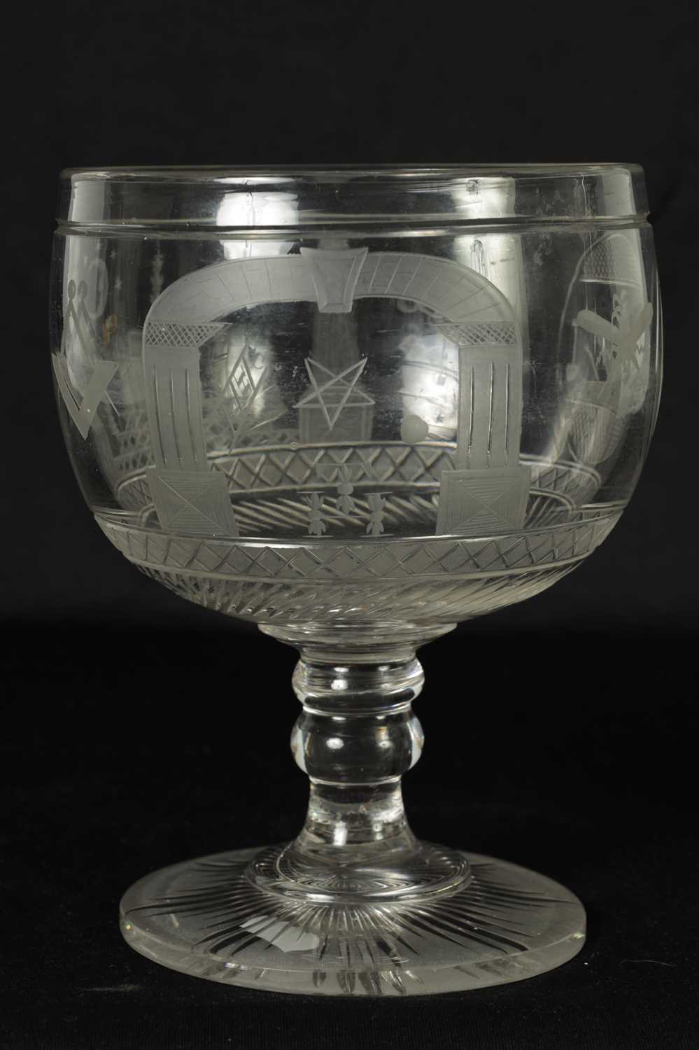 A LATE GEORGIAN MASONIC GLASS GOBLET - Image 5 of 7