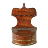 A GEORGE III MAHOGANY BRASS BOUND BOW-FRONT HANGING SPOON RACK