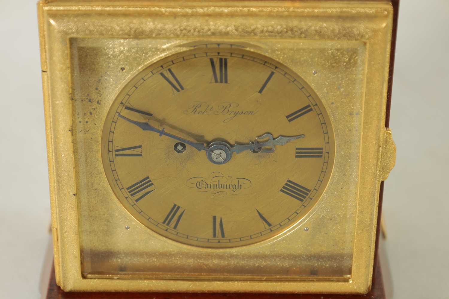 ROBERT BRYSON, EDINBURGH. A LATE 19TH CENTURY DOUBLE FUSEE CARRIAGE TYPE MANTEL CLOCK - Image 3 of 11
