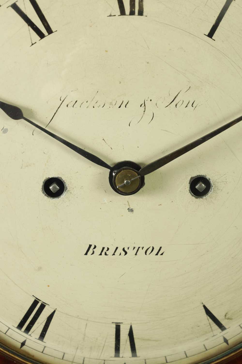 JACKSON & SON, BRISTOL. A REGENCY FIGURED MAHOGANY EIGHT-DAY FUSEE BRACKET CLOCK - Image 6 of 10