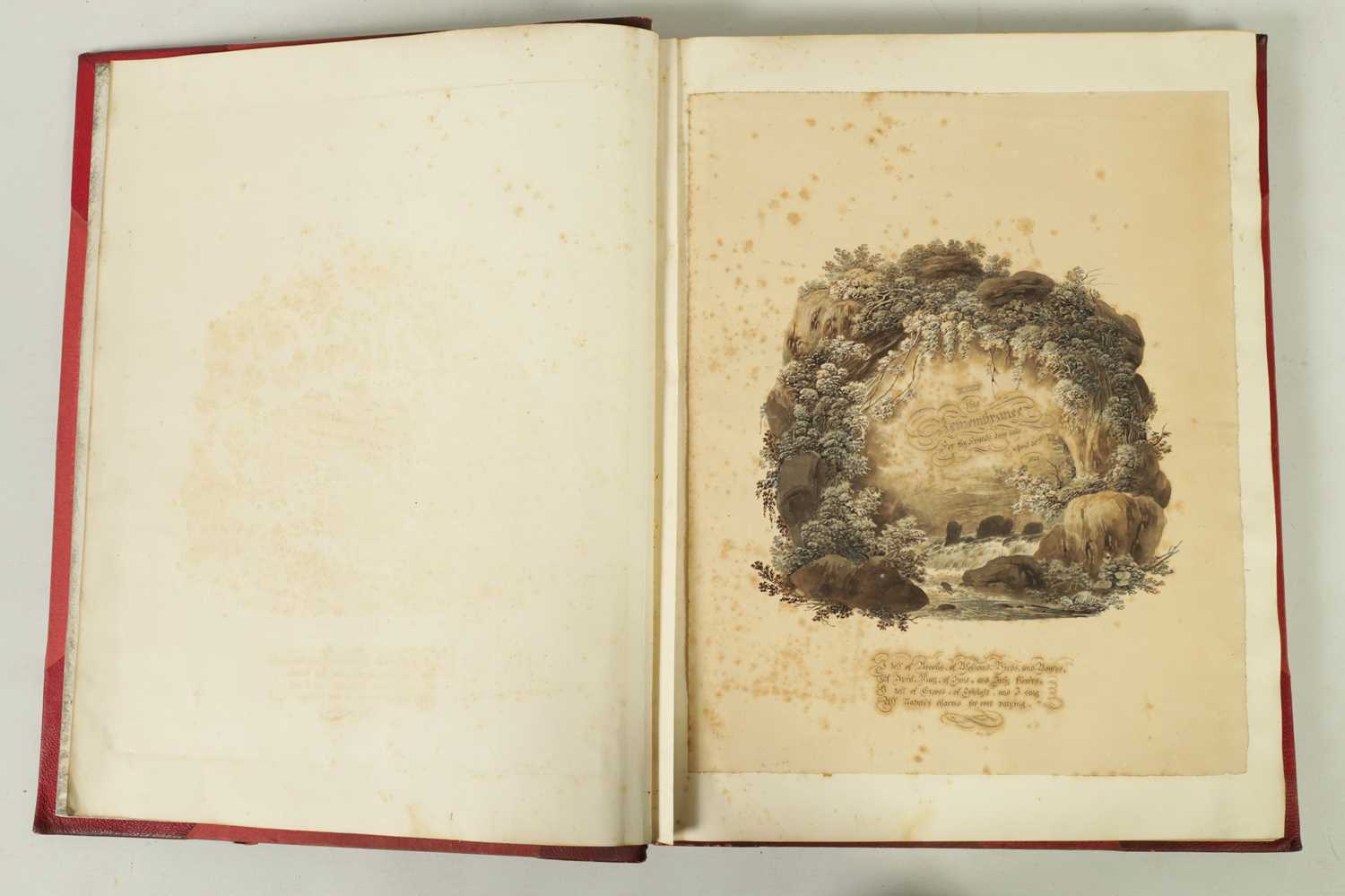 A 19TH CENTURY GILT TOOLED RED LEATHER AND CANVAS BOUND PORT FOLIO OF WATERCOLOUR DRAWINGS LABELLED - Image 8 of 45