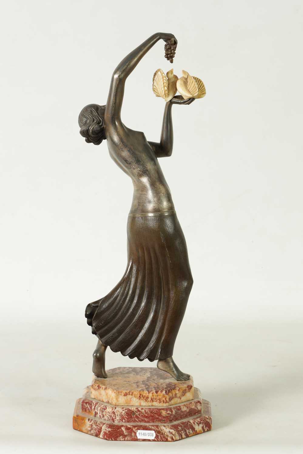 LUCILLE SEVIN. AN ART DECO SILVERED AND PATINATED BRONZE SCULPTURE OF A DANCING LADY - Image 7 of 8