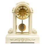 A LATE 19TH CENTURY FRENCH WHITE MARBLE MANTEL CLOCK