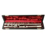 A SOLID SILVER CONCERT FLUTE BY RUDALL CARTE & CO. NO, 8739