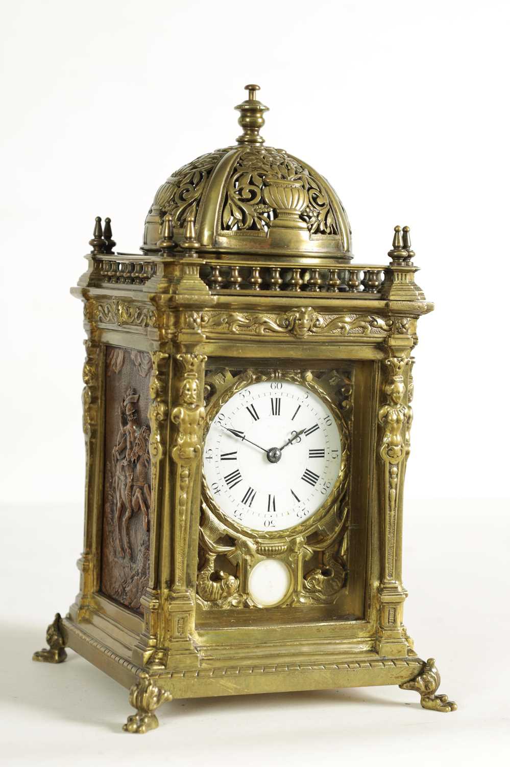 A LARGE AND UNUSUAL LATE 19TH CENTURY FRENCH BRASS REPEATING CARRIAGE CLOCK - Image 3 of 16