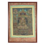 A 19TH CENTURY FRAMED TIBETAN THANGKA