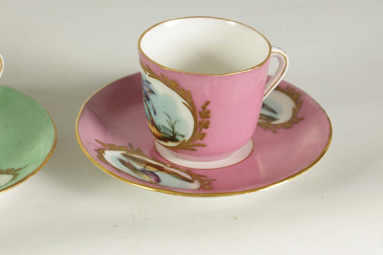 THREE 19TH CENTURY SEVRES STYLE MINIATURE CUPS AND SAUCERS - Image 8 of 15