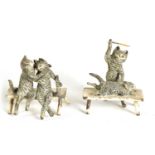TWO EARLY 20TH CENTURY AUSTRIAN COLD PAINTED BRONZE SCULPTURES OF CATS