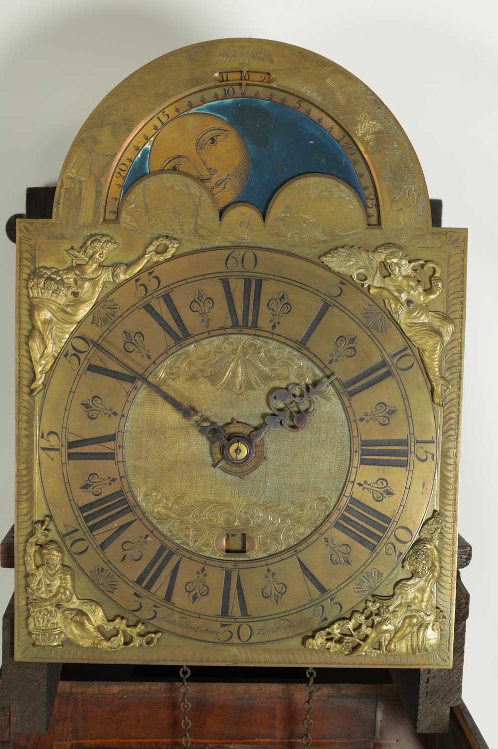 A MID 18TH CENTURY WALNUT AND DUTCH MARQUETRY HOODED 30HR WALL CLOCK - Image 6 of 18
