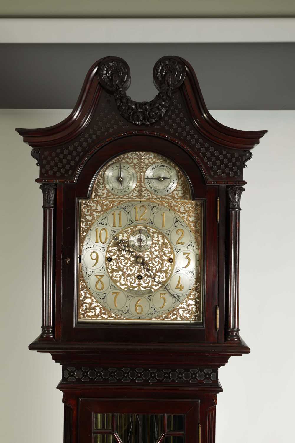 RUSSELLS LTD. MANCHESTER. A GOOD QUALITY EDWARDIAN TUBE CHIMING MAHOGANY LONGCASE CLOCK - Image 2 of 15