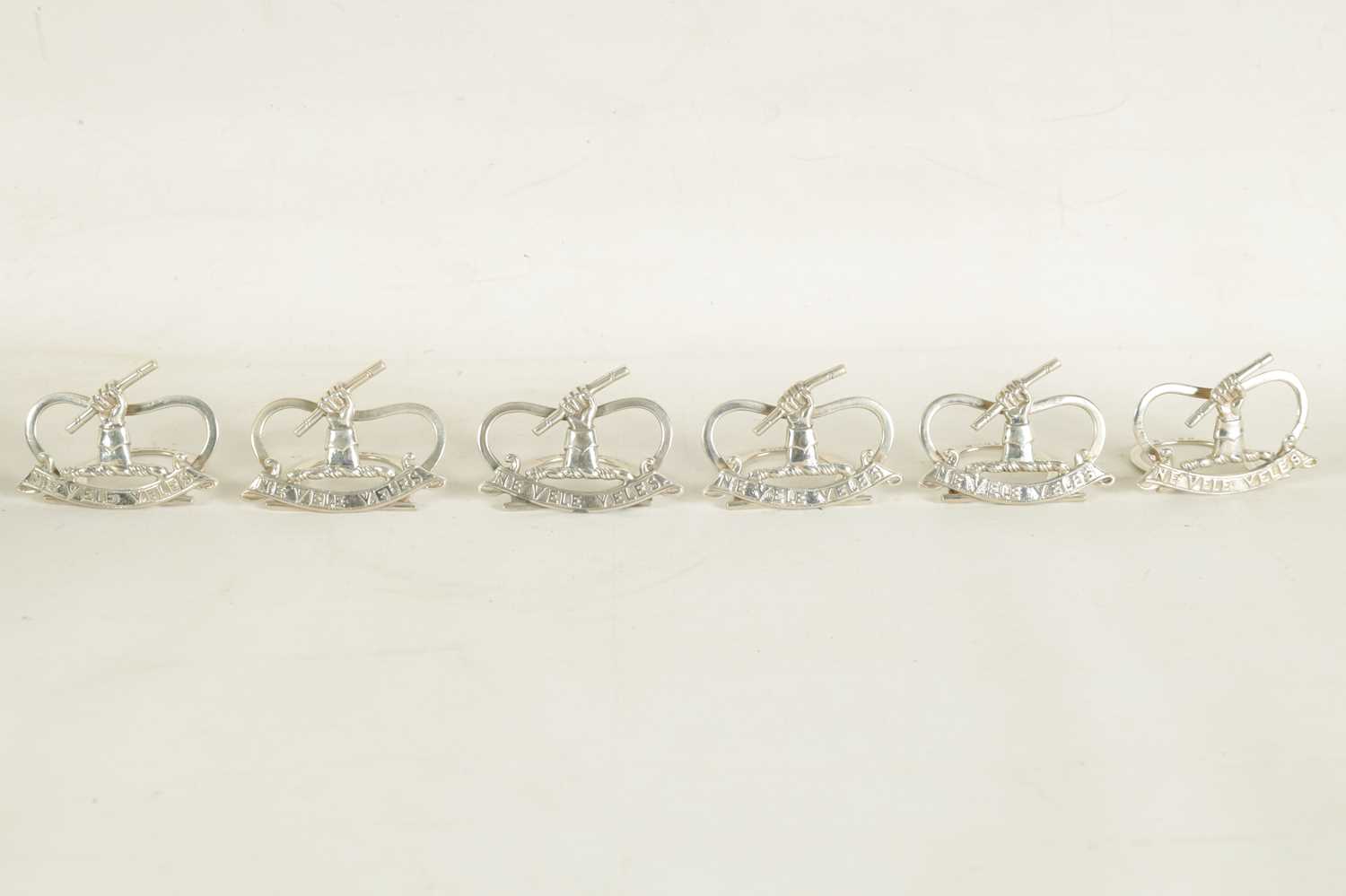 A CASED SET OF SIX LATE VICTORIAN SILVER MENU HOLDERS - Image 4 of 11