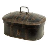 AN EARLY 18TH CENTURY IRON BOUND SWEDISH MARRIAGE/TRAVELING BOX
