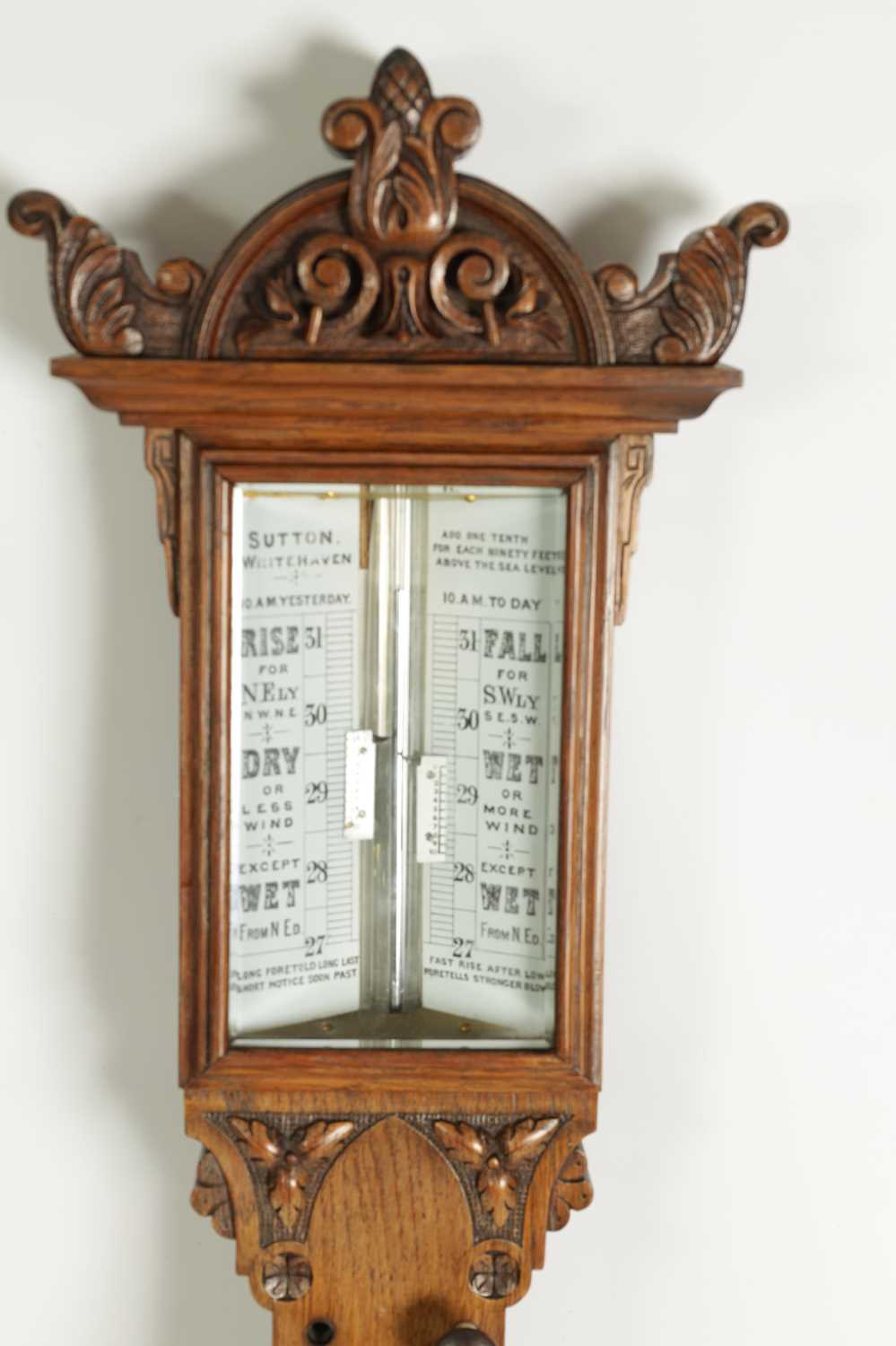 SUTTON, WHITEHAVEN. A LATE 19TH CENTURY OAK STICK BAROMETER - Image 2 of 5