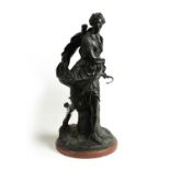 A 19TH CENTURY BRONZE FIGURE DEPICTING DIANA 'THE GODDESS OF THE HUNT'