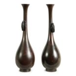 A PAIR OF JAPANESE MEIJI BRONZE OVOID VASES