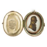 MIERS-A LATE 18TH CENTURY MINIATURE OVAL BUST PORTRAIT ON PLASTER OF A GENTLEMAN