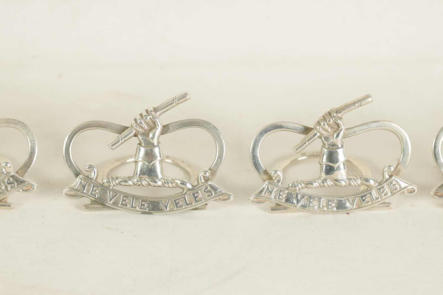 A CASED SET OF SIX LATE VICTORIAN SILVER MENU HOLDERS - Image 7 of 11