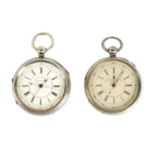 TWO LATE 19TH CENTURY SILVER CHRONOMETER POCKET WATCHES