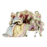 A LARGE LATE 19TH CENTURY MEISSEN-STYLE DRESDEN FIGURE GROUP OF MUSICIANS