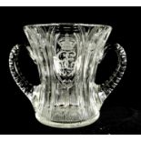 GEORGE VI AND ELIZABETH 1937 TWO-HANDLED GLASS COMMEMORATIVE LOVING CUP