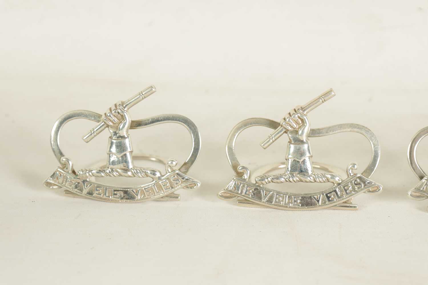 A CASED SET OF SIX LATE VICTORIAN SILVER MENU HOLDERS - Image 6 of 11