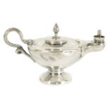 A VICTORIAN SILVER NOVELTY CIGAR LIGHTER IN THE FORM OF A ROMAN LAMP