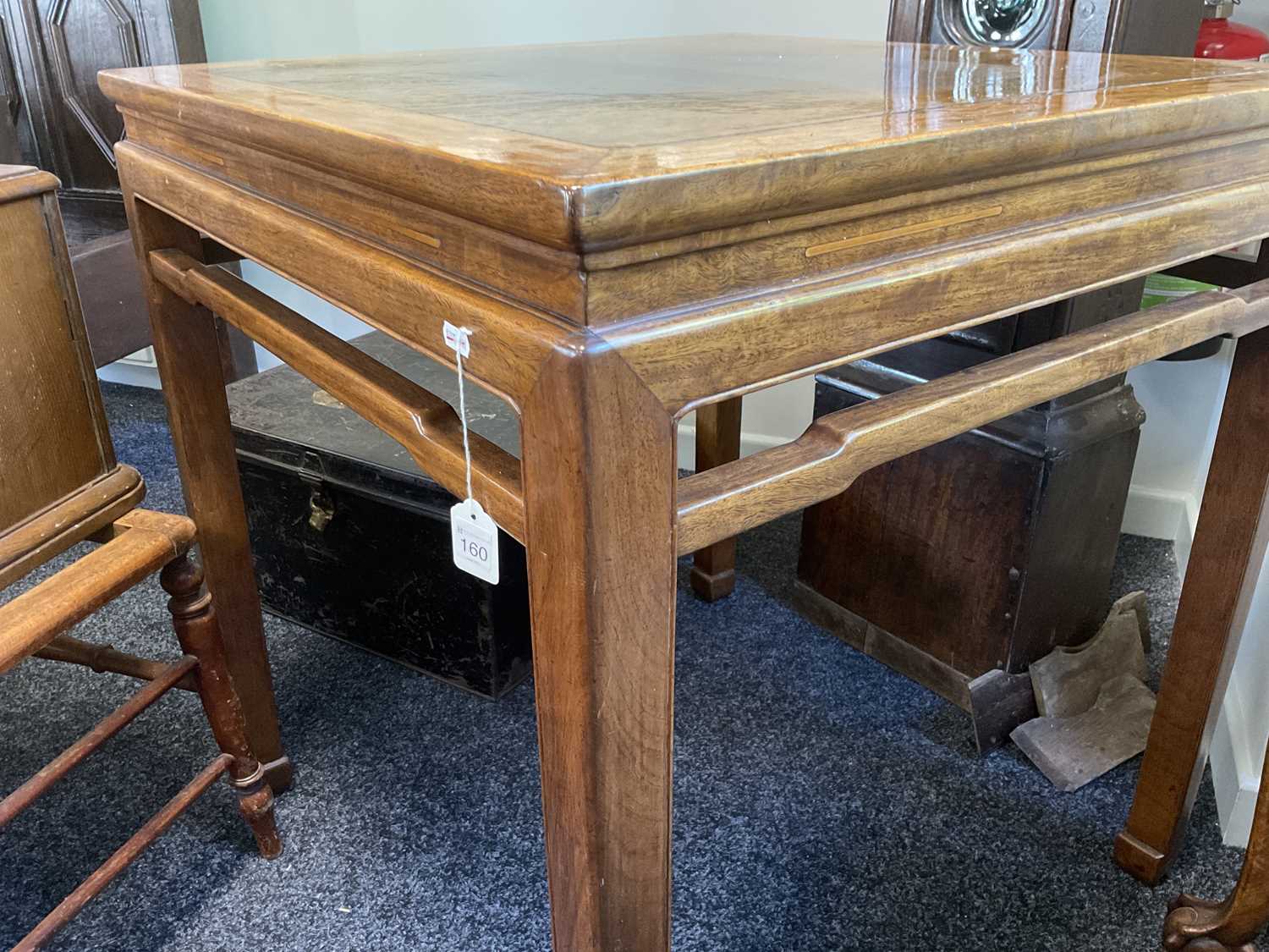 A LATE 19TH CENTURY CHINESE HARDWOOD AND BURRWOOD SQUARE TOP TABLE - Image 17 of 35