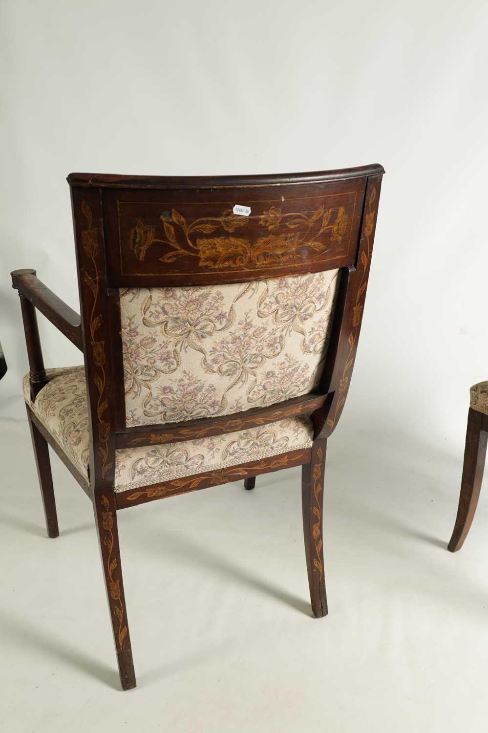 A SET OF FIVE GEORGE III DUTCH MARQUETRY INLAID MAHOGANY DINING CHAIRS - Image 11 of 12