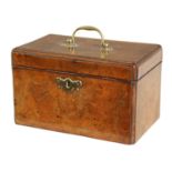 A GEORGE III FIGURED WALNUT TEA CADDY