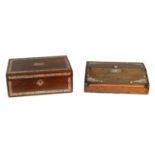 TWO MID 19TH CENTURY ROSEWOOD AND MOTHER-OF-PEARL INLAID WRITING BOXES