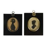 TWO EARLY/MID 19TH CENTURY OVAL SILHOUETTE BUST PORTRAITS ON PAPER