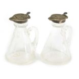 A PAIR OF EDWARD VII SILVER-MOUNTED WHISKY NOGGIN DECANTERS