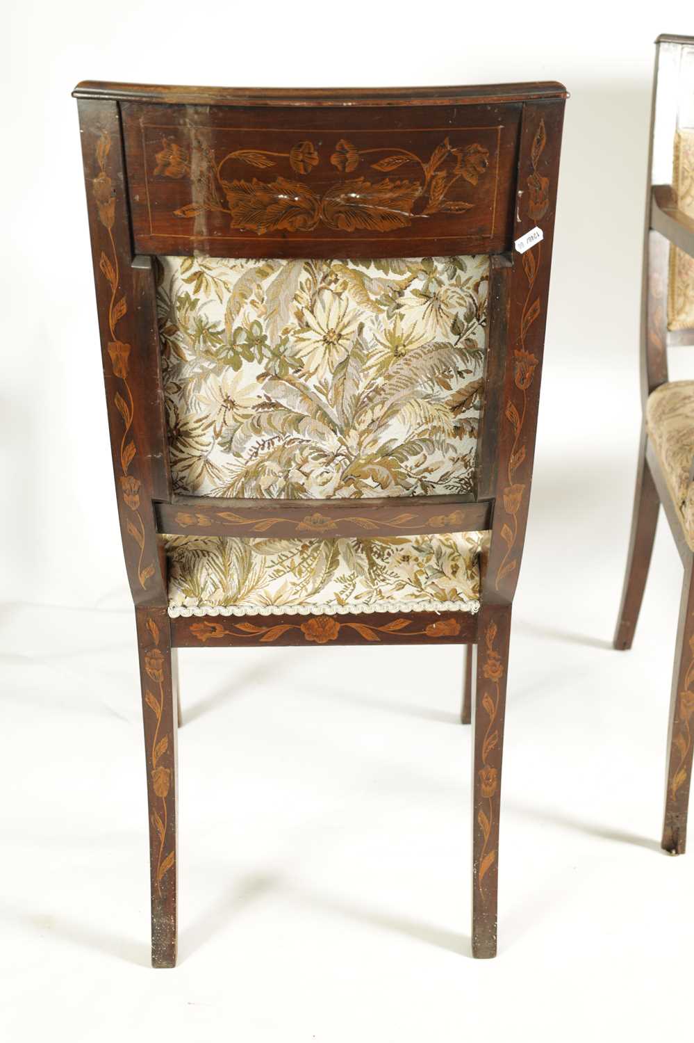 A SET OF FIVE GEORGE III DUTCH MARQUETRY INLAID MAHOGANY DINING CHAIRS - Image 9 of 12